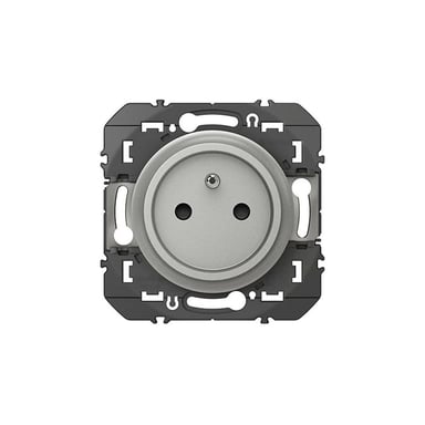 Prise 2P+T Legrand Dooxie Easyréno 16A 250V encastrée Aluminium Argent