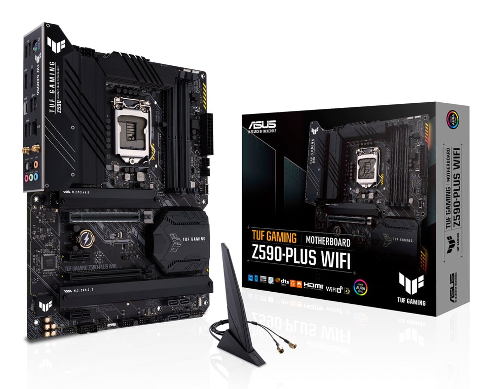 Asus Tuf Gaming Z590-Plus WiFi 6 Carte Mère Intel Lga 1200 (16 Drmos, Pcie 4.0, 3Xm.2 Slots, Ddr4 5133 Oc, Intel 2.5Gb Ethernet, Hdmi, Displayport, Usb 3.2 Gen 2X2 Type-C, Thunderbolt 4, Aura Sync)