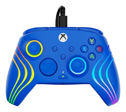 Controlador Turtle Beach Afterglow Wave Azul Controlador de juego RGB con cable - Licencia para Xbox Series XS, Xbox One y Windows - Botones programables, gatillos con efecto Hall, controles de audio