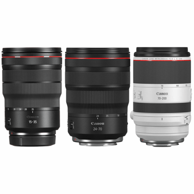 Objetivo Canon RF 15-35 mm F2.8L IS USM + Canon RF 24-70 mm F2.8L IS USM + Canon RF 70-200 mm F2.8L IS USM + Ebook ''20 consejos para fotos que impactan''