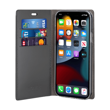 Diarycase 2.0 Guscio in vera pelle con supporto magnetico per Apple iPhone 13, nero notte