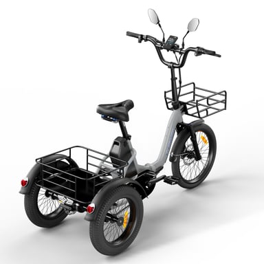 Tricycle cargo électrique CYSUM AG1 PRO, batterie 48 V 20 Ah, paniers avant et arrière, marche arrière