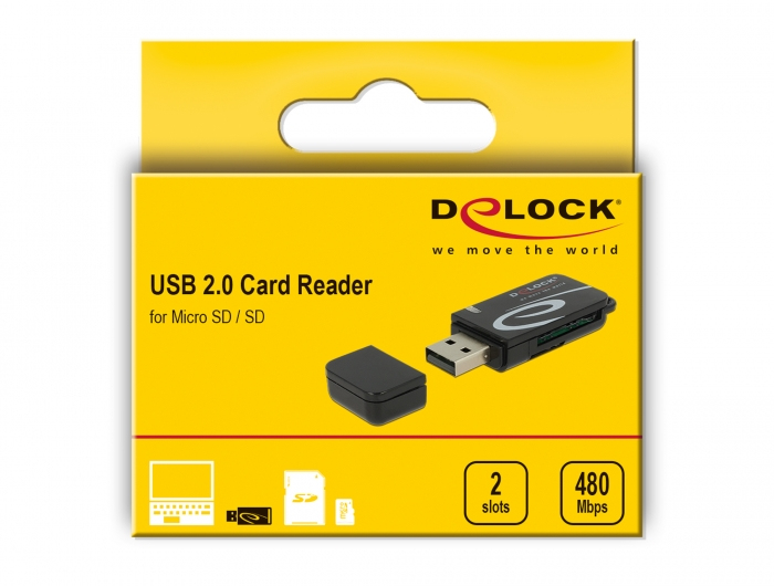 DeLOCK Lecteur de carte Mini USB 2.0 avec prise SD et Micro SD Neuf - vue 2