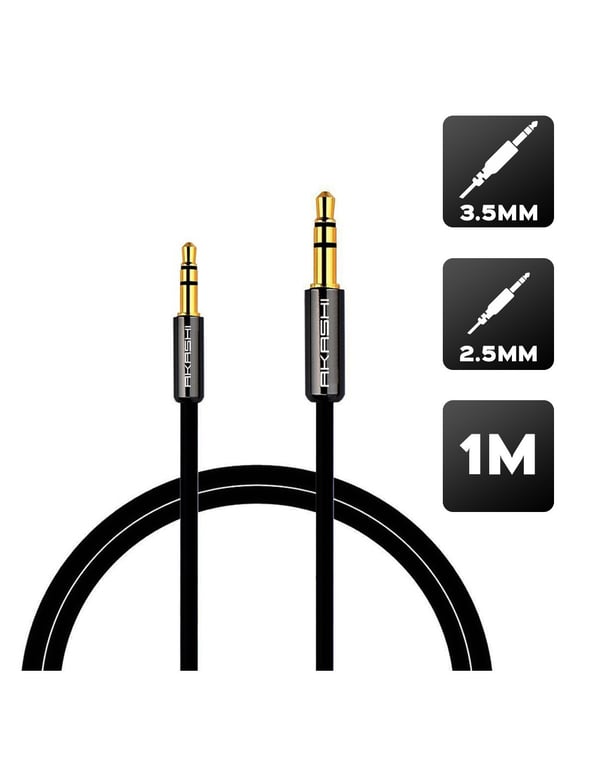 Akashi câble audio stéréo jack 2.5 mm / 3.5 mm / 1 mètre - vue 2