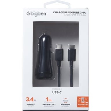 Bigben Connected CAC2USBACW cargador de dispositivo móvil Smartphone, Tableta Negro Encendedor de cigarrillos Auto