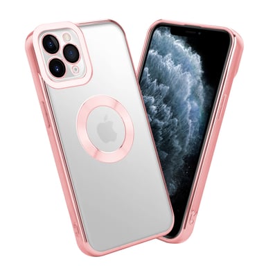 Coque pour Apple iPhone 11 PRO MAX en Transparent - Rose Housse de protection Étui en silicone TPU flexible avec application Chrome
