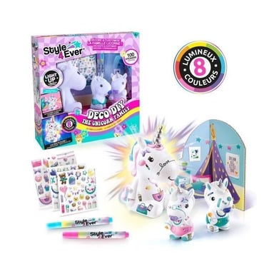 Canal Toys La Famille Licorne, Figurines de Maman licorne lumineuse et des deux bébés a décorer - OFG 287 - vue 1