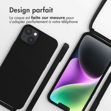 imoshion Coque en silicone avec cordon pour iPhone 14 Plus - Noir