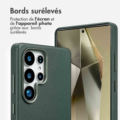 Accezz Coque arrière en cuir avec Magsafe pour Samsung Galaxy S25 Ultra - Cedar Green