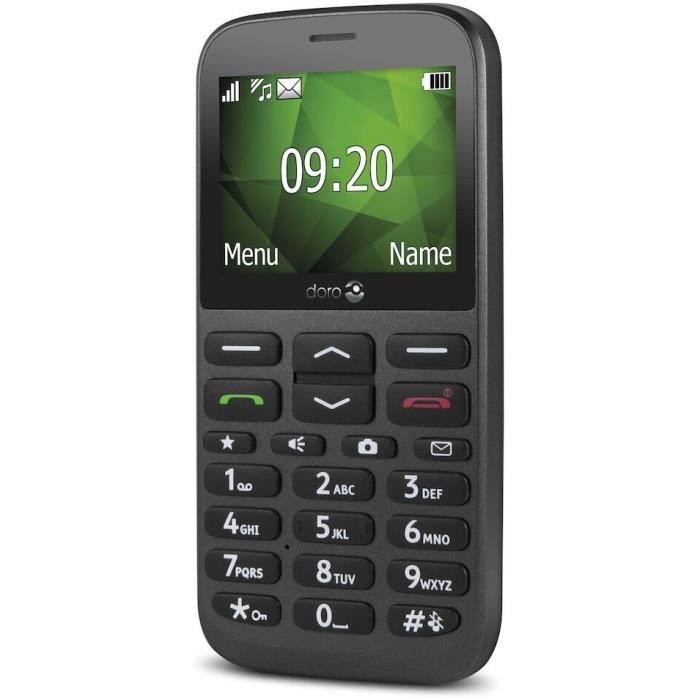 DORO 1370 - Téléphone mobile pour senior - Compatibilité appareils auditifs  - Touche d'assistance - Mini-torche - Graphite - Doro