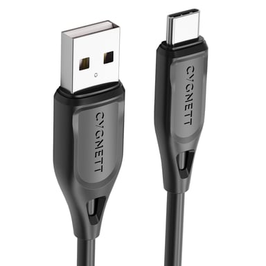 CYGNETT Cable de carga y transferencia USB-C a USB-A 3A 60W Essentials de 2m Negro