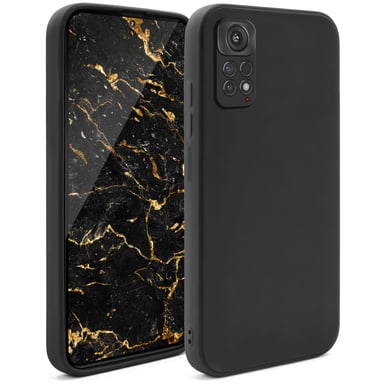 Moozy Minimalist Series Coque en Silicone pour Xiaomi Redmi Note 11 / 11S, Noir - Finition Mate, Housse de Protection légère en TPU Souple et Mince avec Surface mate