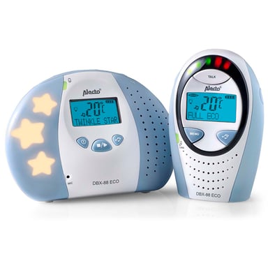 Alecto DBX-88 Babyphone DECT Full Eco con pantalla digital LED retroiluminada Blanco / Azul