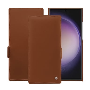 Housse cuir Samsung Galaxy S24 Ultra -  - Marron - Cuir lisse