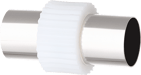 Force Power Cable coaxial TV 9.52mm acodado Macho/Hembra 2m con Adaptador Macho/Macho Blanco