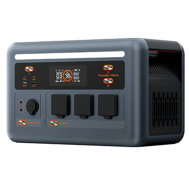 Stazione di alimentazione portatile Oscal PowerMax 1800 SE, batteria LiFePO? da 1024 Wh, potenza nominale 1800 W / potenza di picco 3600 W, corrente alternata a onda sinusoidale pura.