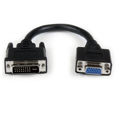 StarTech.com Adaptador Conversor de 20cm DVI-I a VGA - DVI-I Macho - HD15 Hembra - Cable Convertidor Negro