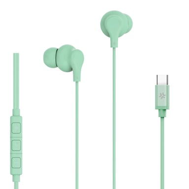 Celly UP1600TYPECGN écouteur/casque Avec fil Ecouteurs Appels/Musique USB Type-C Vert