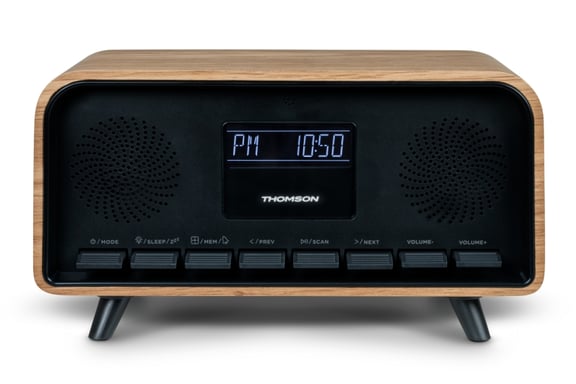 Altavoz retro Bluetooth Thomson RT850BT - Radio reloj - 30 W de potencia musical - Color madera/n