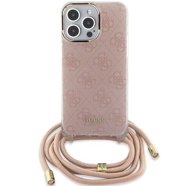 Custodia Guess per iPhone 15 Pro Max 6,7'' rosa Custodia rigida Crossbody Cord 4G Print