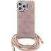 Custodia Guess per iPhone 15 Pro Max 6,7'' rosa Custodia rigida Crossbody Cord 4G Print
