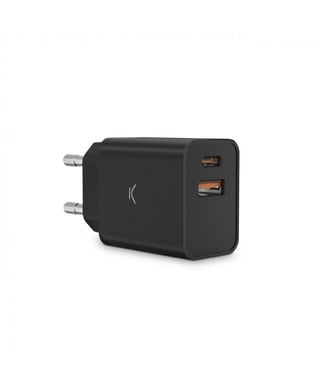 Chargeur Secteur Dual USB A et C 30W Ksix Noir