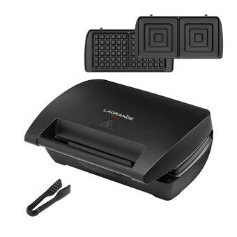 GAUFRIER MINI MAXI Lagrange 028463 Avec jeux de plaques Croque monsieur + Gaufres + Pince - vue 4