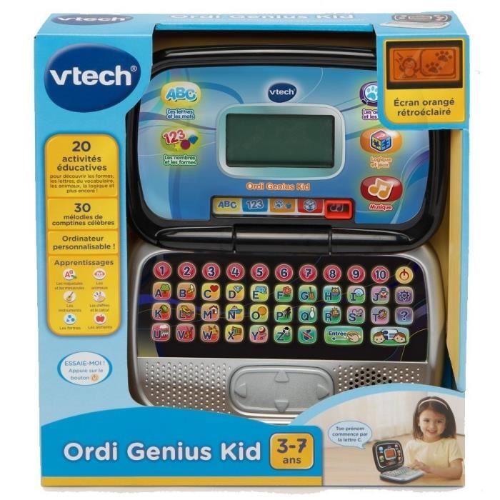 Ordi Genius Kid Noir - Ordinateur Éducatif pour Enfants de 3 à 7 Ans - Neuf