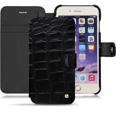 Apple iPhone 7 Plus Funda de piel - Wallet Flap - Negro - Cueros especiales