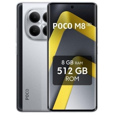 POCO M8 5G Plata 512 GB, 8 GB RAM, Pantalla AMOLED 6,77'' 120Hz, Carga Rápida 45W, Dual SIM, NFC, IP65