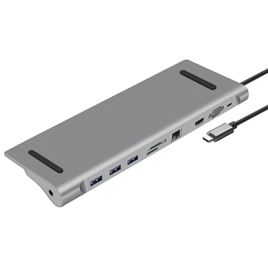 HEDEN 10 PUERTOS USB-C HUB HDMI 4K/60HZ, RJ45 1000Mpbs, VGA 3 X USB3.0, USB-C carga 100W lec micro SD/SD, Jack 3.5