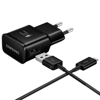 Pack Chargeur Secteur Samsung 15W USB-A avec câble USB-C vers USB-A 1m Noir