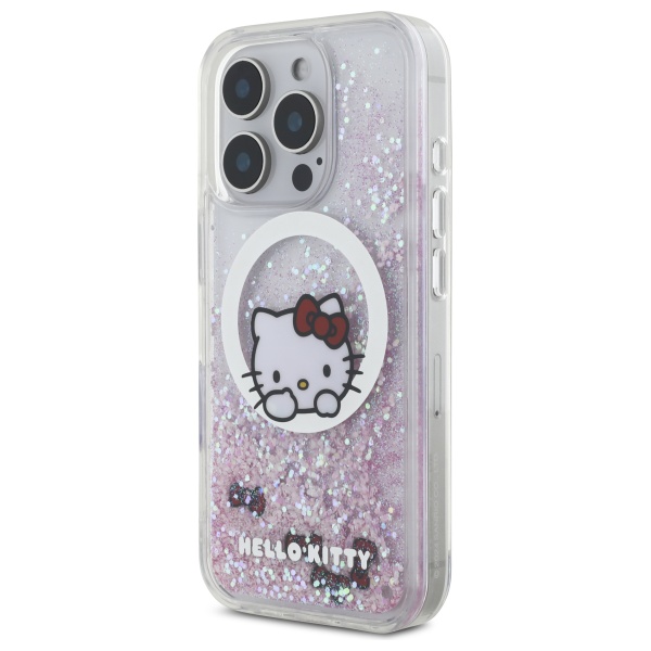 Coque Hello Kitty Liquid Glitter Sweet Kitty Bows MagSafe pour iPhone 16 Pro - vue 2