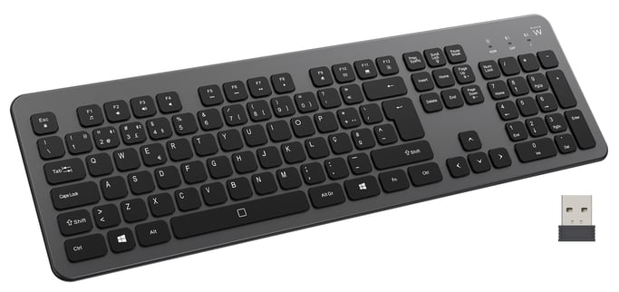Ewent EW3296 teclado Universal RF inalámbrica + USB QWERTY Español Negro, Gris