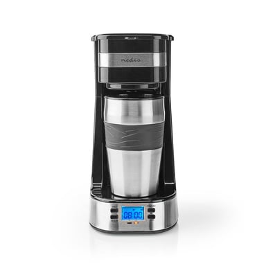 Machine à Café 750W avec Mug de Voyage 0,4L et Affichage LCD Argent