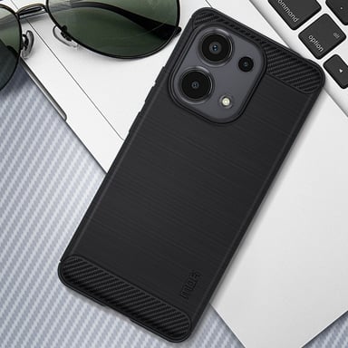 Coque Silicone pour Xiaomi Redmi Note 13 4G Effet Métal Brossé Carbone Noir