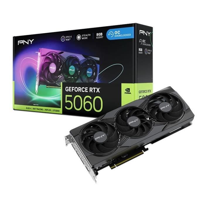 PNY Carte Graphique GEFORCE RTX™ 5060 8GB Overclocked Dual Fan DLSS 4 - vue 4