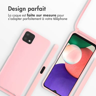 imoshion Coque en silicone avec cordon pour Samsung Galaxy A22 (5G) - Rose