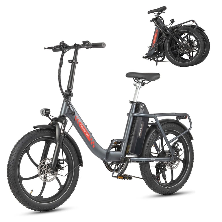 Vélo Électrique MAXTURN MULE - Moteur 250W Batterie 48V20AH 20  Frein à Disque Mécanique - Gris - Neuf