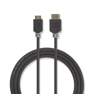 Nedis CVBW34500AT20 câble HDMI 2 m HDMI Type A (Standard) HDMI Type C (Mini) Anthracite - Neuf