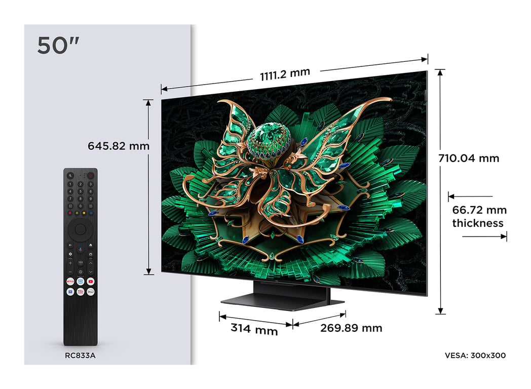 TCL 50C7K TV 127 cm 50 4K Ultra HD Smart TV Wifi Métallique 2000 cdm² Neuf
