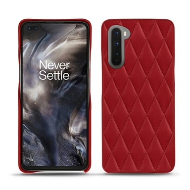 Coque cuir OnePlus Nord - Coque arrière - Rouge - Cuir lisse couture