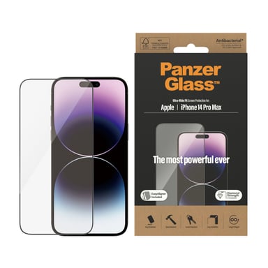 PanzerGlass ® Screen Protector iPhone 14 Pro Max | Ultra-Wide Fit w. EasyAligner Protection d'écran transparent Apple 1 pièce(s)