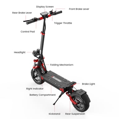 Trottinette électrique tout-terrain iScooter iX8 pour adulte 2400 W 48 V 20 Ah 12''