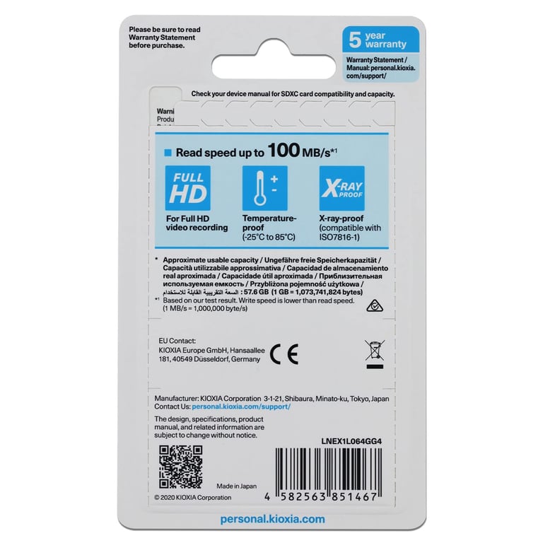 Kioxia Exceria SDXC UHS I Classe 10 Neuf - vue 2