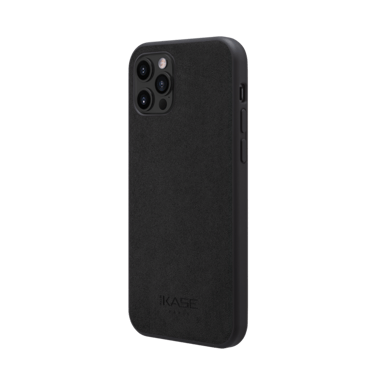 Coque en Suéde Alcantara pour Apple iPhone 12/12 Pro, Noir Minuit