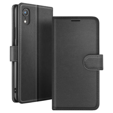 Zanaé Funda tipo cartera para iPhone XR con función de soporte y lengüeta magnética Negro