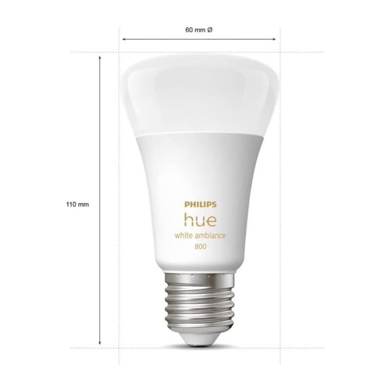 Pack de 4 ampoules LED connectées Philips Hue White Ambiance E27, compatible Bluetooth et assistants vocaux - Neuf