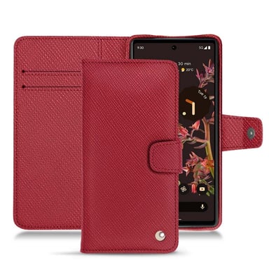 Housse cuir Google Pixel 6 -  - Rouge - Cuir saffiano