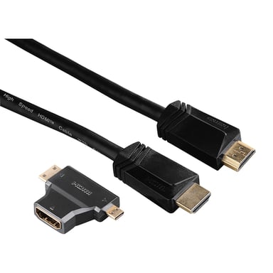 Cable HDMI de alta velocidad, macho - macho, Ethernet, 1,5 m + adaptador HDMI
